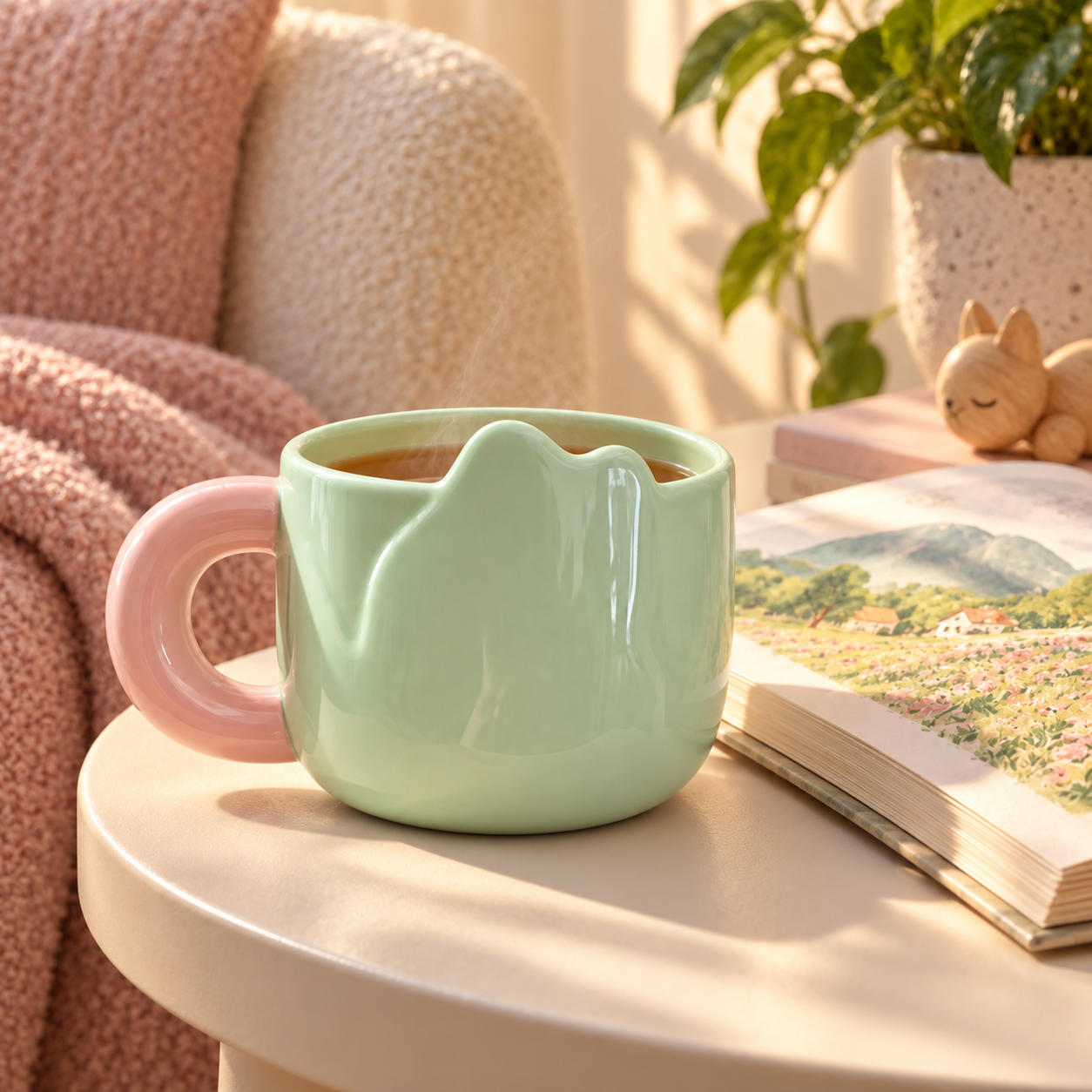 Macaron Cat Ear Ceramic Cup