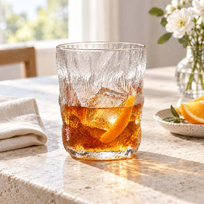 Coffee cups and whiskey glasses