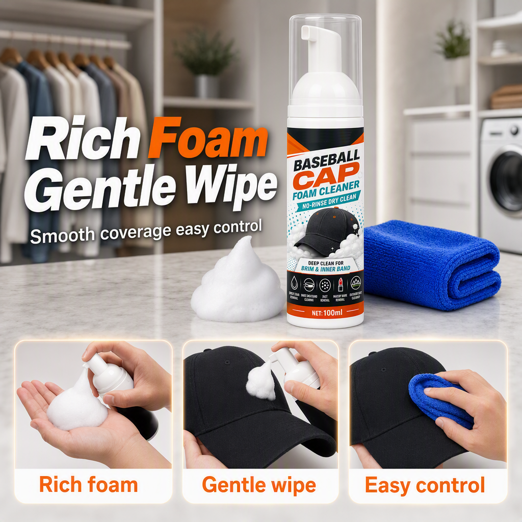 🔥No-Rinse Baseball Cap Foam Cleaner